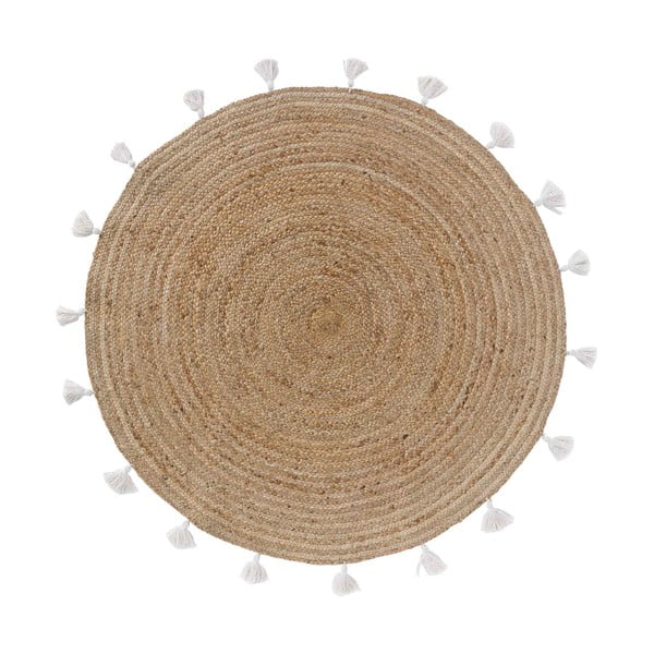 Biało-naturalny okrągły dywan ø 120 cm Shira – douceur d'intérieur