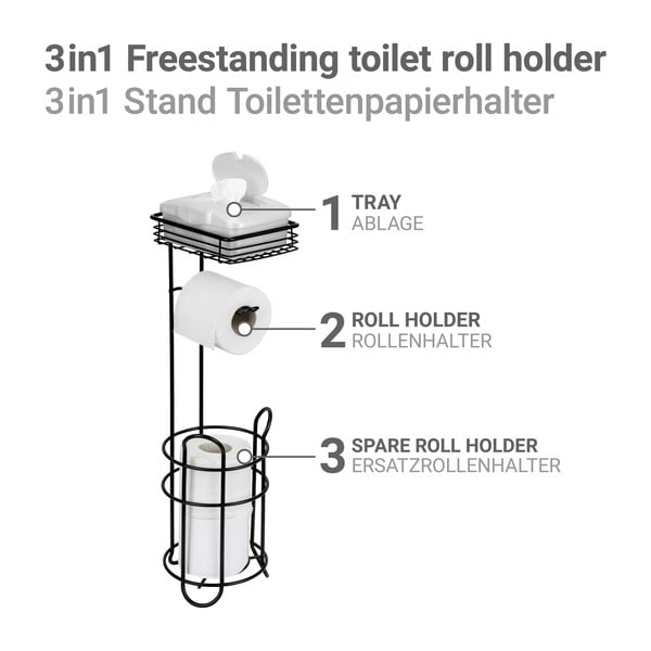 Czarny stalowy stojak na papier toaletowy – Wenko-image-3