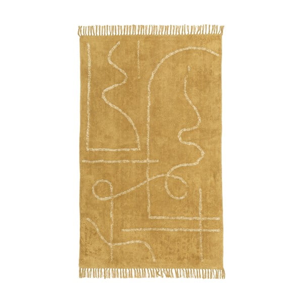 Pomarańczowy ręcznie tkany bawełniany dywan Westwing Collection Lines, 120 x 180 cm