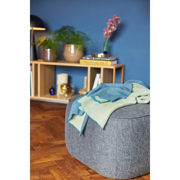 Niebiesko-zielony bawełniany koc Hübsch Cozy, 130x200 cm-image-1