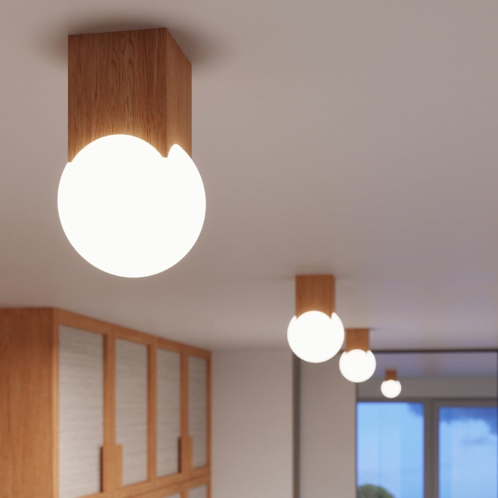 Lampa sufitowa w naturalnym kolorze ze szklanym kloszem 12x12 cm Rayer – Sollux (zdjęcie 6)