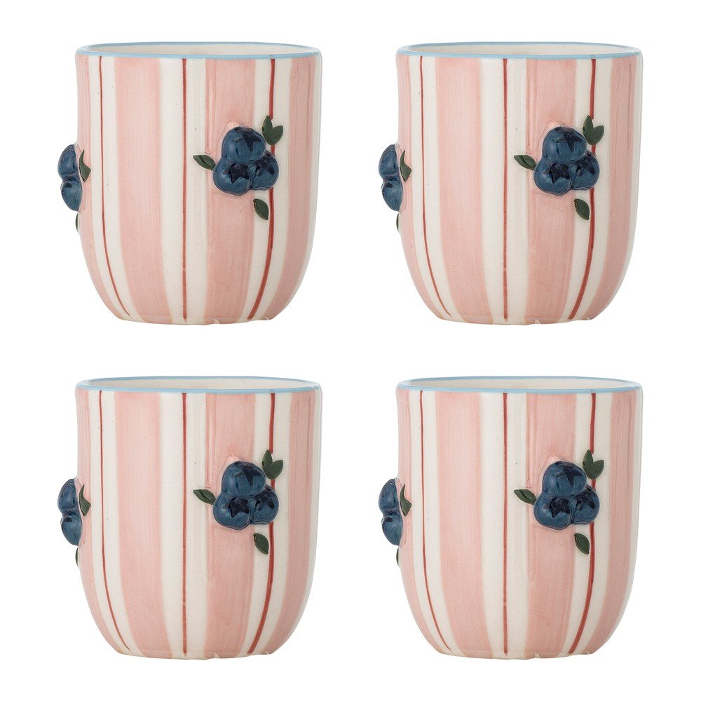 Różowe ceramiczne kubki do cappuccino zestaw 4 szt. 235 ml Carry – Bloomingville