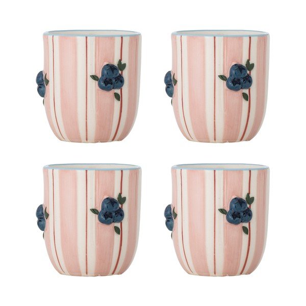 Różowe kubki zestaw 4 szt. do cappuccino ceramiczne 235 ml Carry – Bloomingville