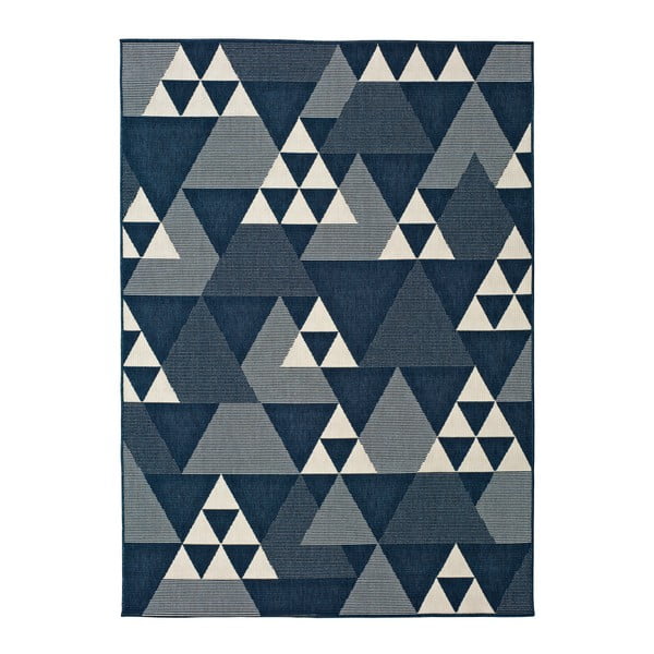 Ciemnoniebieski dywan odpowiedni na zewnątrz Universal Clhoe Triangles, 80x150 cm