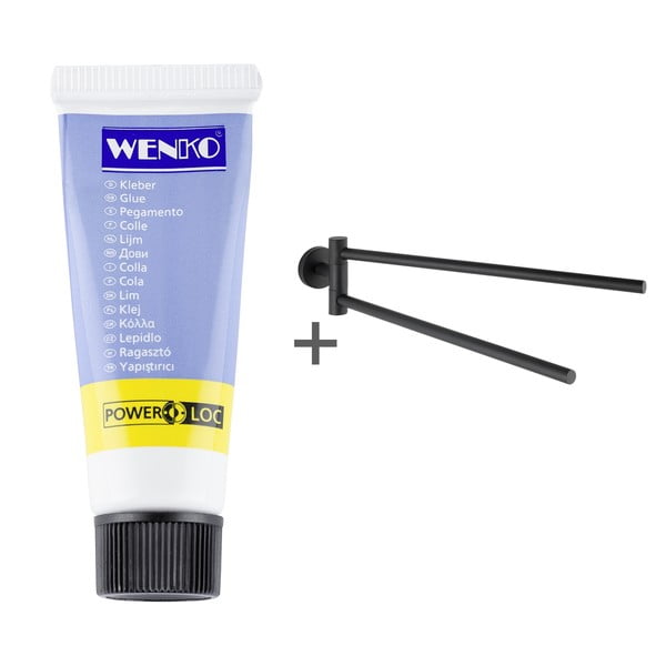 Samoprzylepny wieszak na ręczniki ze stali nierdzewnej w kolorze matowej czerni Bosio – Wenko