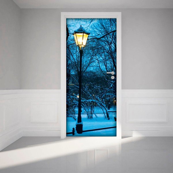 Naklejka
  elektrostatyczna na drzwi Ambiance Winter Street Lamp