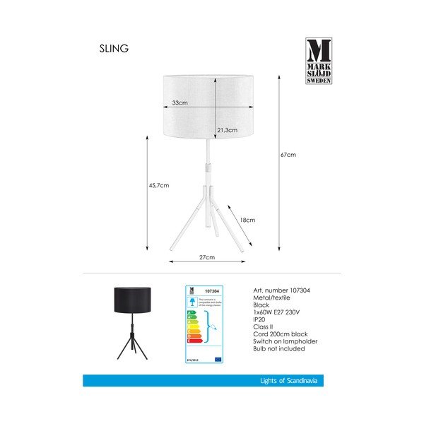 Czarna lampa stołowa Markslöjd Sling-image-2