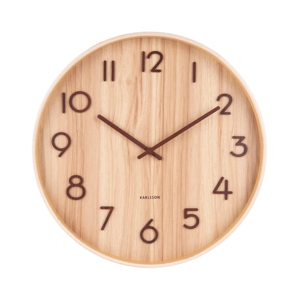 Jasnobrązowy zegar ścienny z drewna lipy Karlsson Pure Large