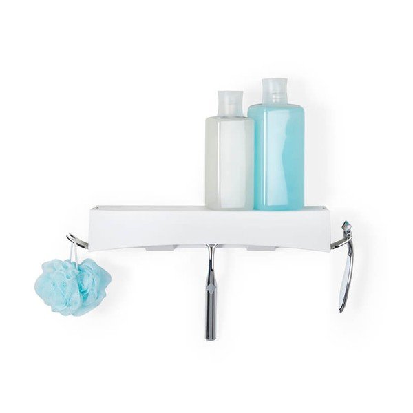 Biała samoprzylepna półka pod prysznic Compactor Clever Flip Shower Shelf-image-4