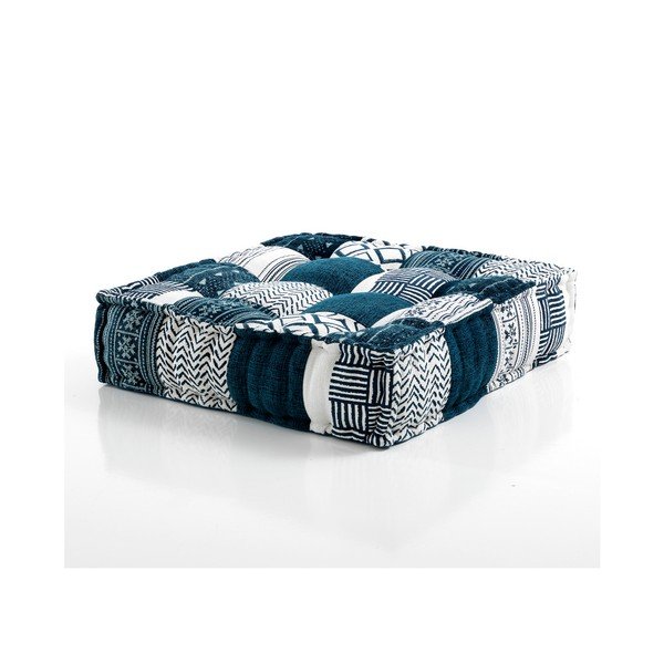 Niebieski puf Oreste Luchettas Yantra Patchwork
