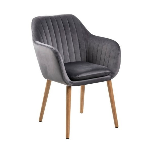 Ciemnoszare krzesło z drewnianymi nogami Bonami Essentials Emilia I