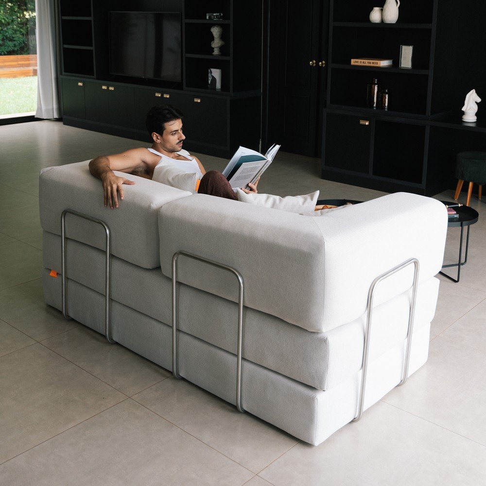 Beżowa rozkładana sofa z materiału bouclé 180 cm Bloom – TemaHome (zdjęcie 11)