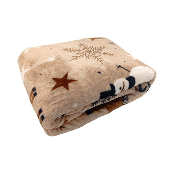 Brązowy koc ze świątecznym motywem z mikropluszu 150x200 cm Nordic Fairytale – My House-image-1