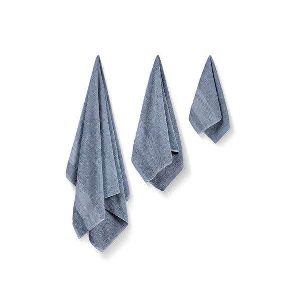 Niebieskie bawełniane ręczniki frotte zestaw 3 szt. Piramit – Foutastic-image-1