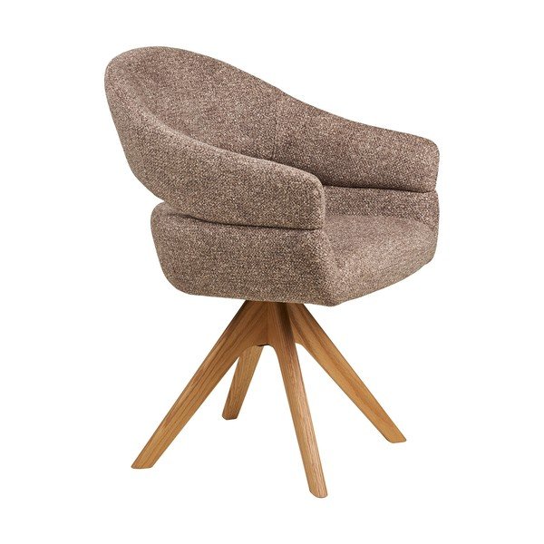 Brązowy tapicerowany fotel jadalniany z podłokietnikami Dover – House Nordic-image-3