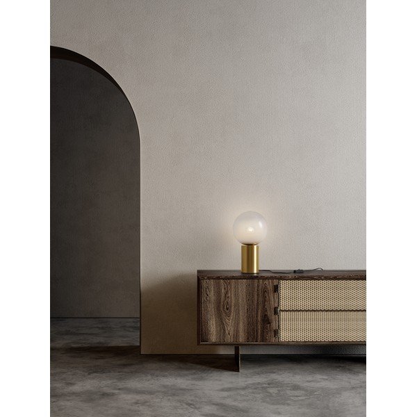 Biała/w kolorze złota szklana lampa stołowa (wysokość 35,5 cm) Vita – Nova Luce-image-1