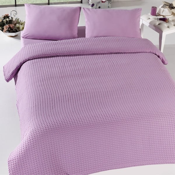 Lekka narzuta na łóżko Pique Bürümcük Lilac, 200x240 cm