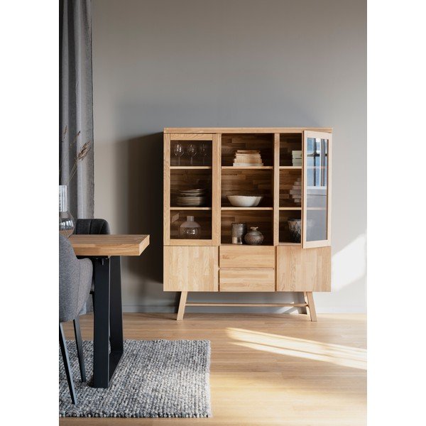 Naturalna witryna z litego drewna dębowego 130x150 cm Brooklyn – Rowico-image-4