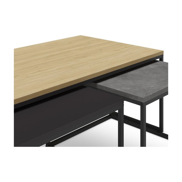 Szaro-naturalne stoliki zestaw 3 szt. 60x110 cm Camelia – Marckeric-image-4