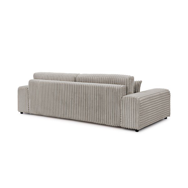 Jasnoszara sztruksowa rozkładana sofa ze schowkiem 260 cm Justin  – Ropez-image-2