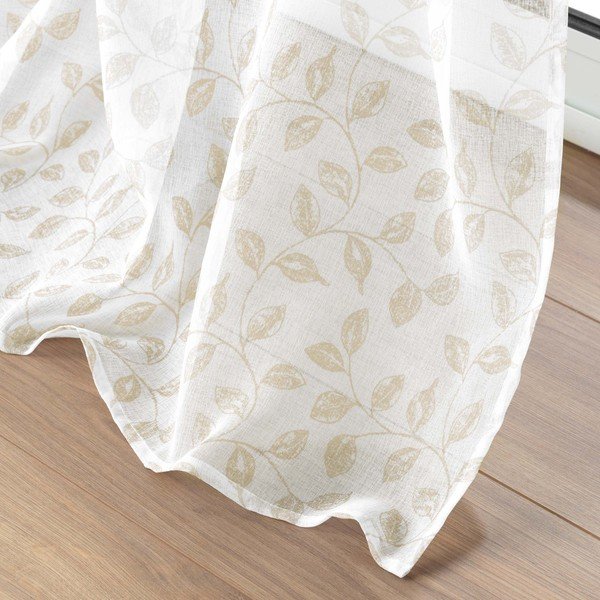 Beżowa firanka z woalu 137x280 cm Farandole – douceur d'intérieur-image-4