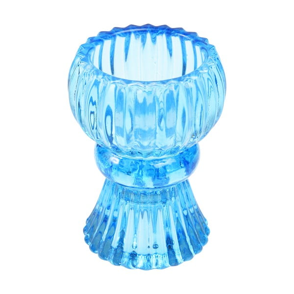 Niski niebieski szklany świecznik – Rex London