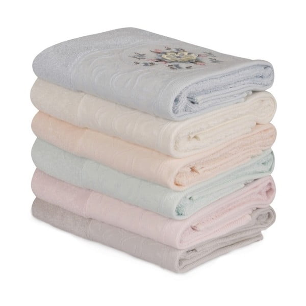 Zestaw 6 ręczników bawełnianych Daireli Papatya, 50x90 cm