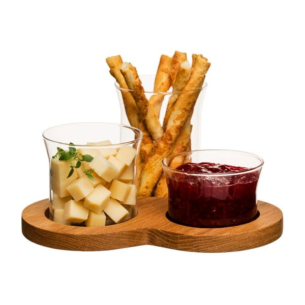 Taca z miseczkami Sagaform Oval Oak Serving Set-image-2