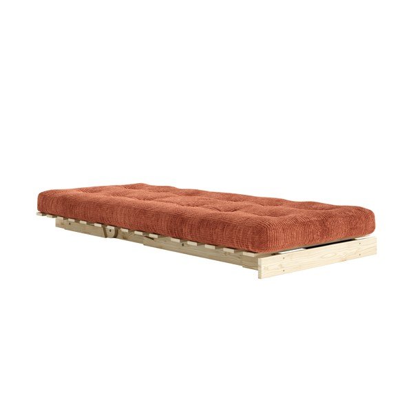 Rozkładany sztruksowy fotel futon w kolorze terakoty Roots – Karup-image-1