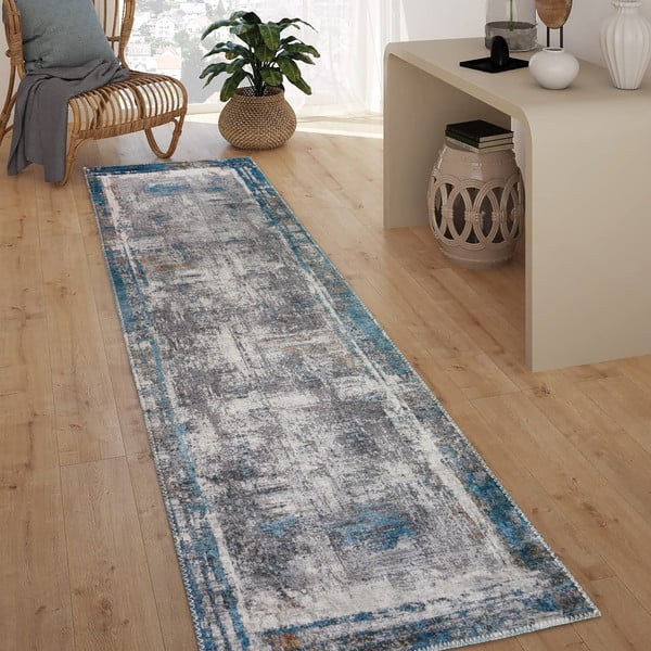 Niebieski chodnik odpowiedni do prania 80x300 cm Abstract Colors Blue – Vitaus-image-1