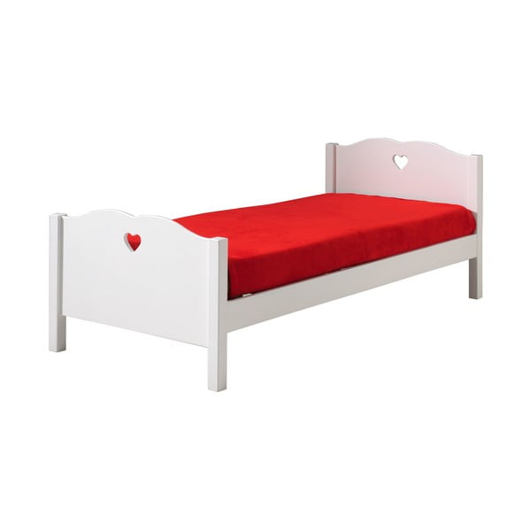 Białe łóżko dziecięce Vipack Amori Heart, 90x200 cm