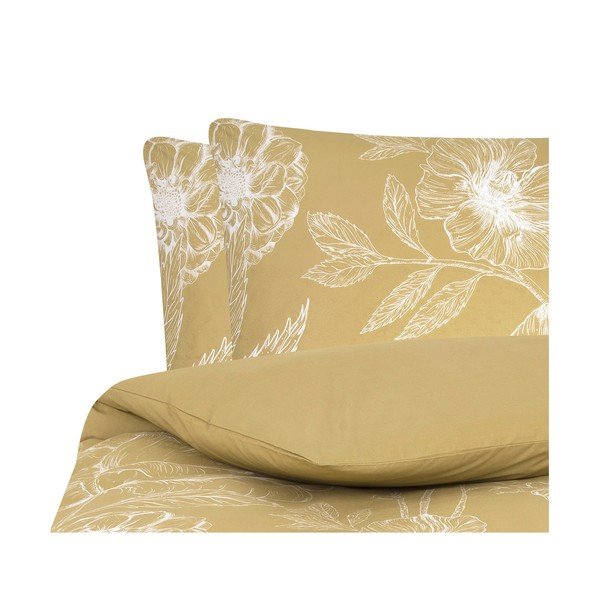 Żółta pościel z perkalu bawełnianego 200x200 cm Keno – Westwing Collection-image-2
