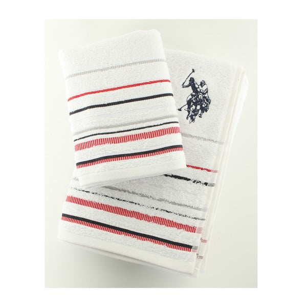 Komplet 2 ręczników Set U.S. Polo Assn. White, 50x90 a 70x140 cm