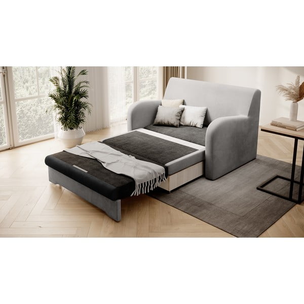 Jasnoszara/antracytowa aksamitna rozkładana sofa 130 cm Ario – ELTAP-image-2