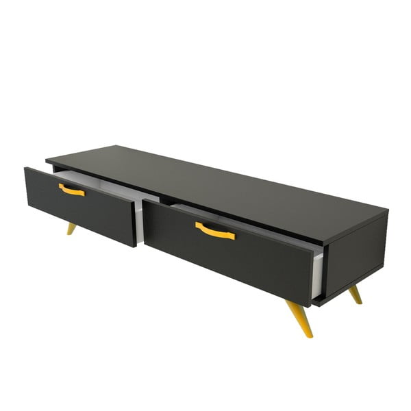 Czarna szafka pod TV z żółtymi nogami Magenta Home Coulour Series, szer. 150 cm