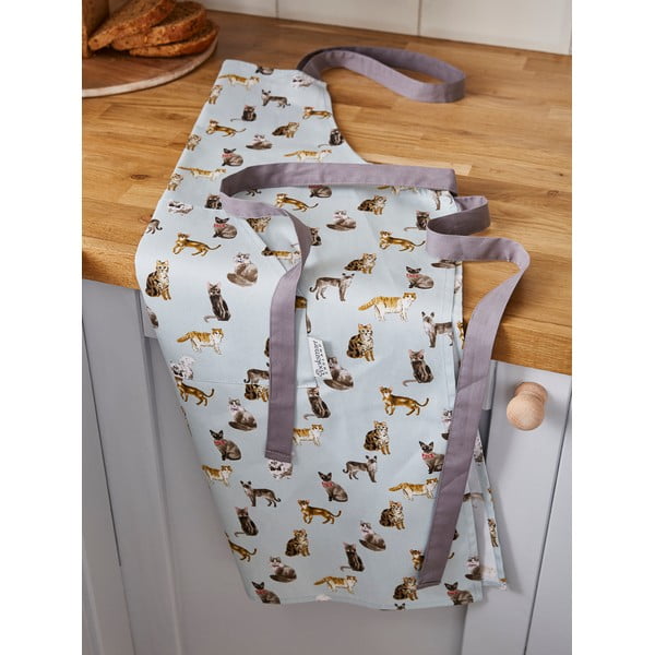 Niebieski bawełniany fartuch Cooksmart ® Curious Cats-image-1
