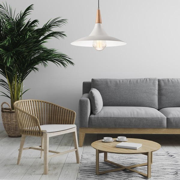 Biała lampa wisząca z metalowym kloszem ø 30 cm Ufo – LAMKUR-image-1