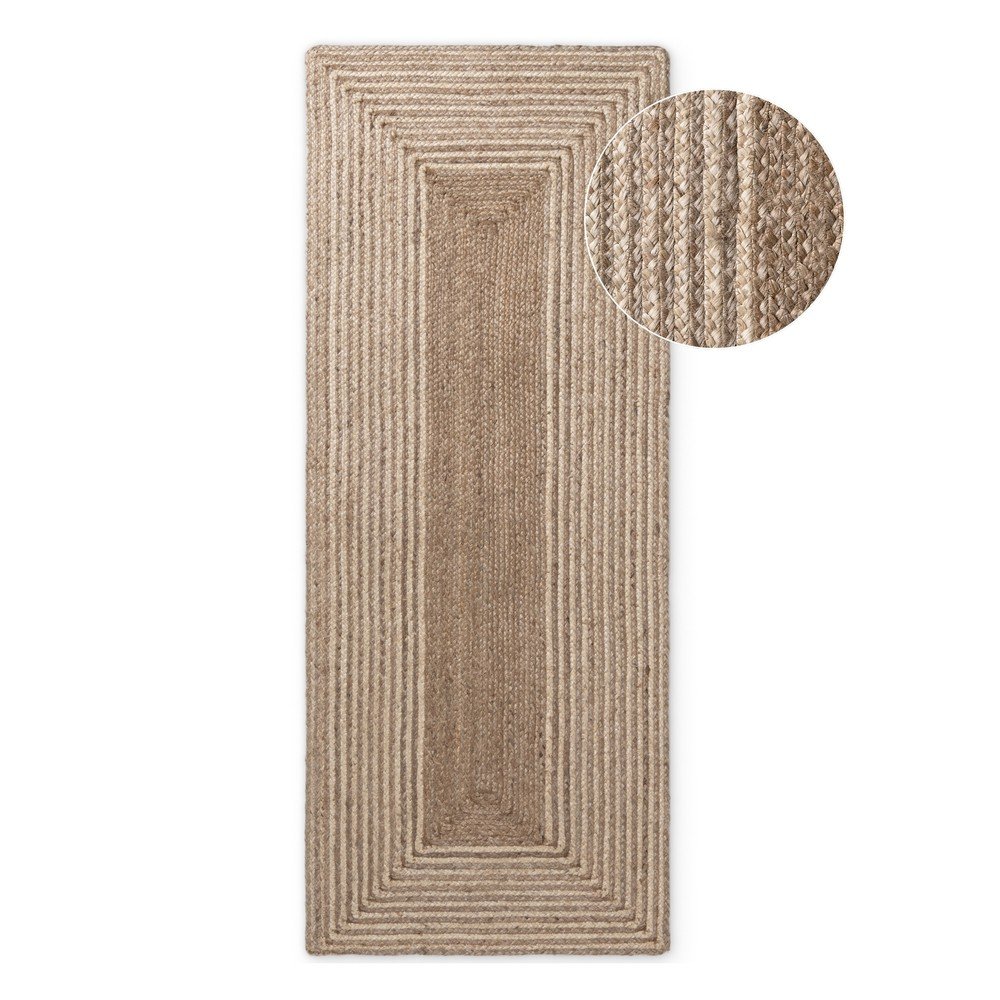 Chodnik z juty dwustronny/tkany ręcznie w jasnym naturalnym kolorze/w ciemnym naturalnym kolorze 80x200 cm Juno – Hanse Home