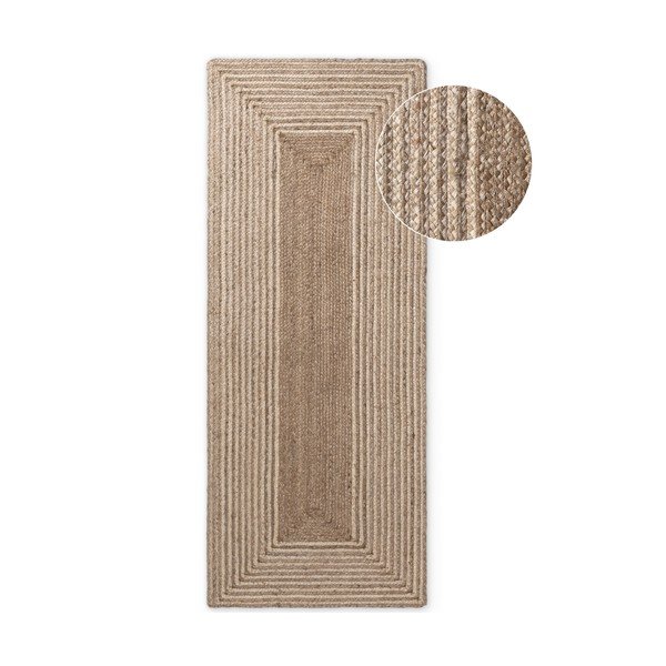 Chodnik z juty dwustronny/tkany ręcznie w jasnym naturalnym kolorze/w ciemnym naturalnym kolorze 80x300 cm Juno – Hanse Home