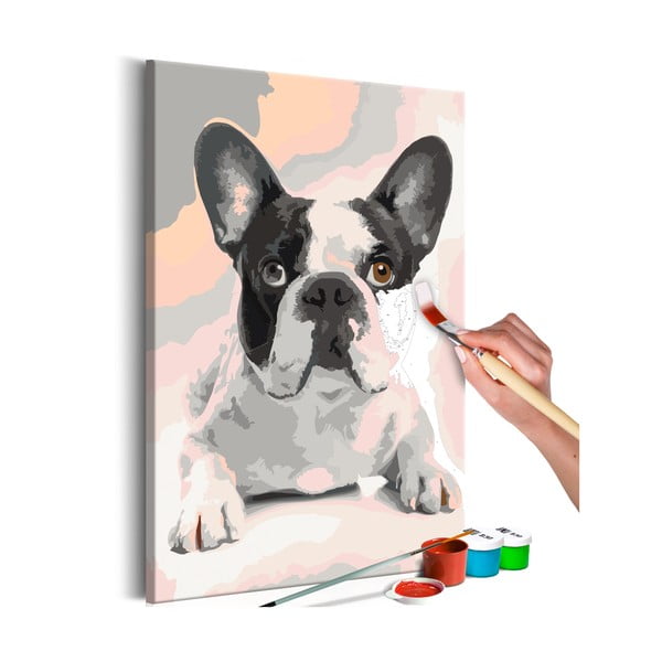 Zestaw płótna, farb i pędzli DIY Artgeist Bulldog, 40x60 cm