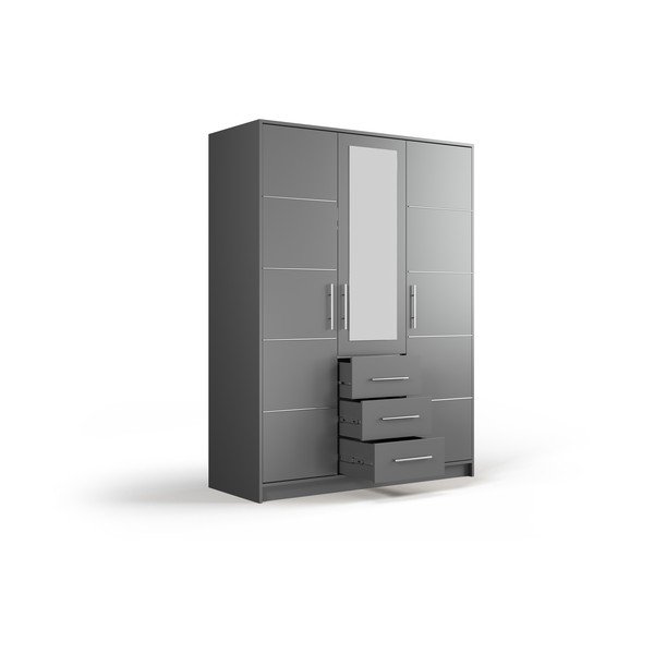 Szara szafa z lustrem 147x200 cm Derry – Cosmopolitan Design-image-3