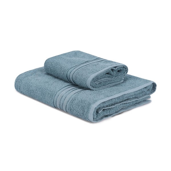 Niebieskie bawełniane ręczniki zestaw 2 szt. Dora – Foutastic