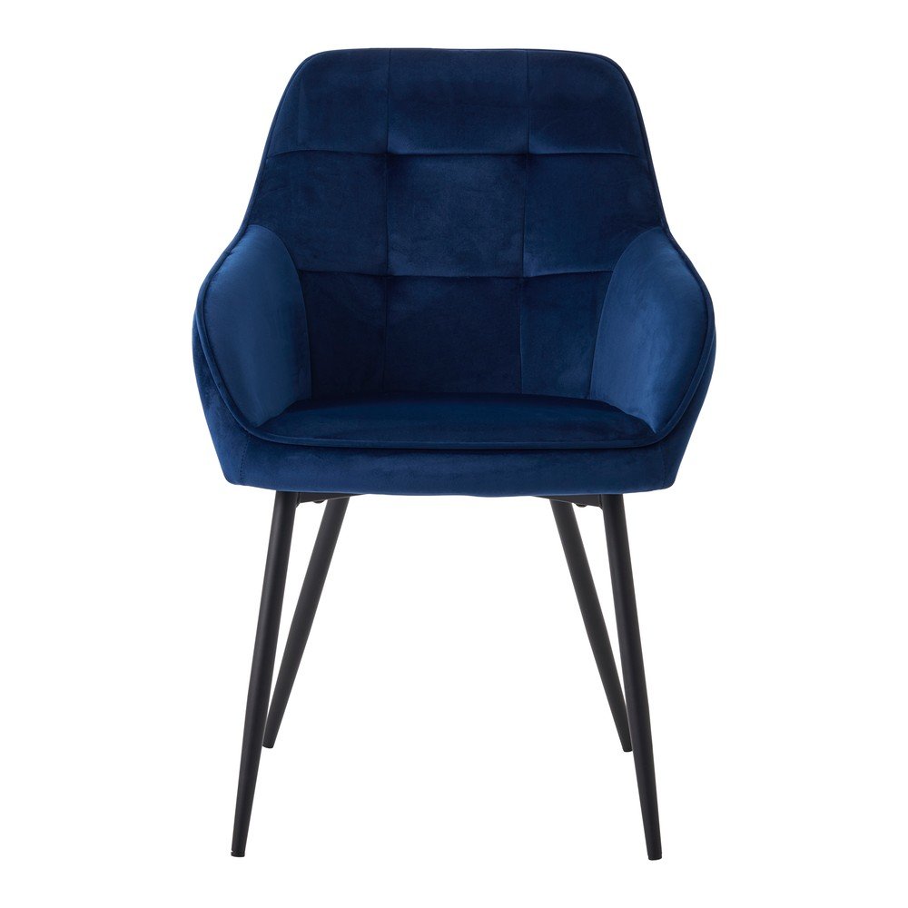Ciemnoniebieskie tapicerowane fotele jadalniane zestaw z podłokietnikami 2 szt. Nolan Square – Unique Furniture (zdjęcie 8)