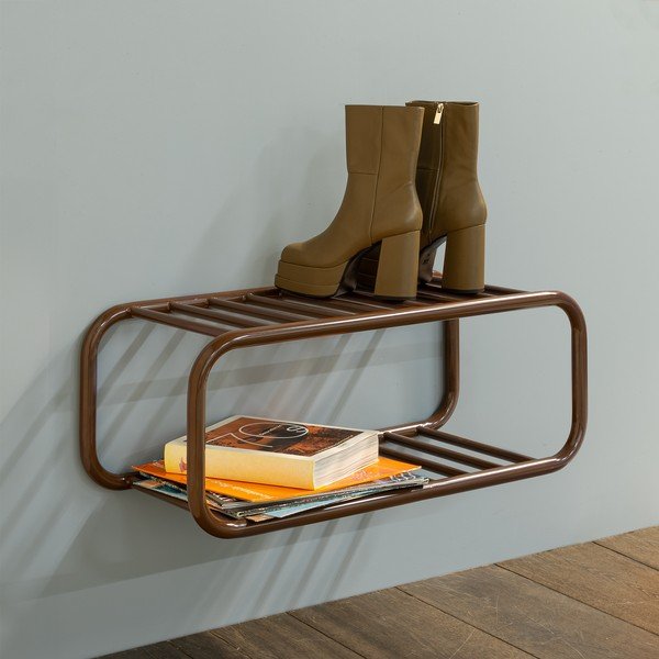 Ciemnobrązowa metalowa wisząca szafka na buty 72x28x35 cm Retro – Spinder Design-image-4