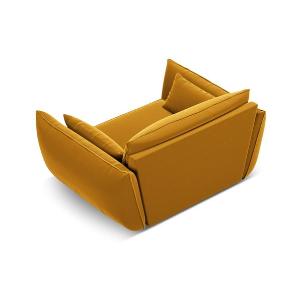 Musztardowy aksamitny fotel Vanda – Mazzini Sofas-image-3
