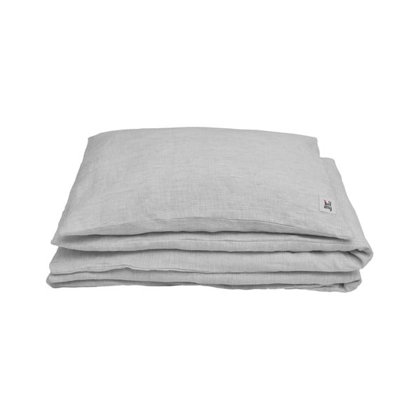 Szara lniana pościel dziecięca BELLAMY Stripes, 140x200 cm-image-1