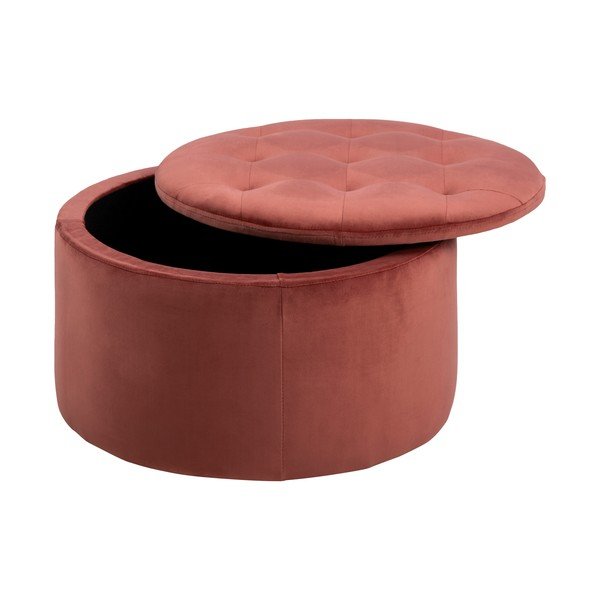 Koraloworóżowy aksamitny puf Actona Retina, ⌀ 60 cm-image-4
