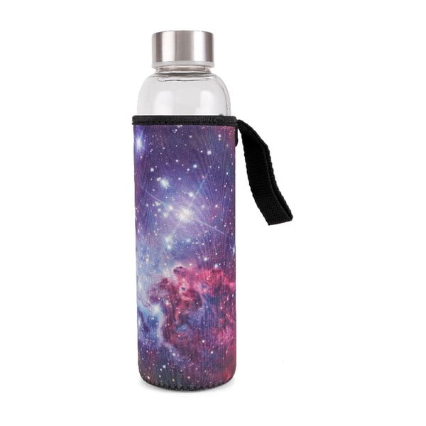 Szklana butelka w neoprenowym pokrowcu Kikkerland Galaxy, 600 ml
