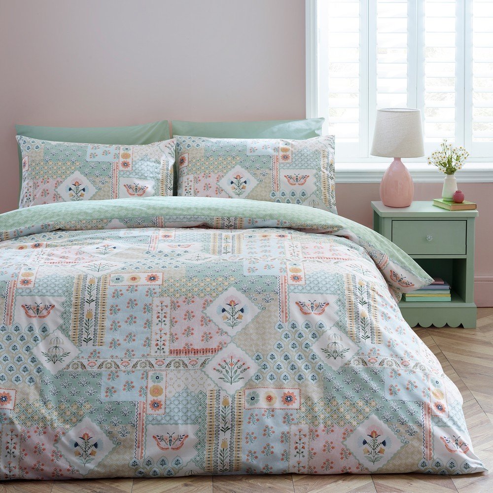 Pościel dwuosobowa 3-częściowa 200x200 cm Folk Patchwork – Catherine Lansfield (zdjęcie 5)
