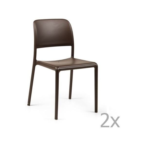 Zestaw 2 brązowych krzeseł ogrodowych Nardi Riva Bistrot